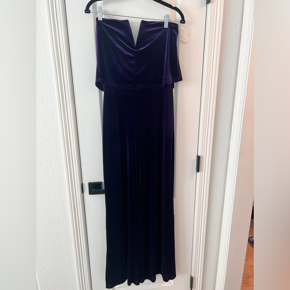 Dark Purple Lulu’s Velvet Strapless Jumpsuit